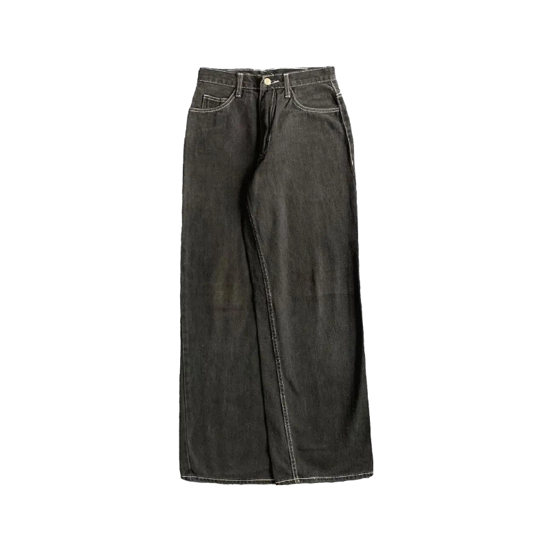 Retro Alien Embroidery Baggy Jeans - VONVEX
