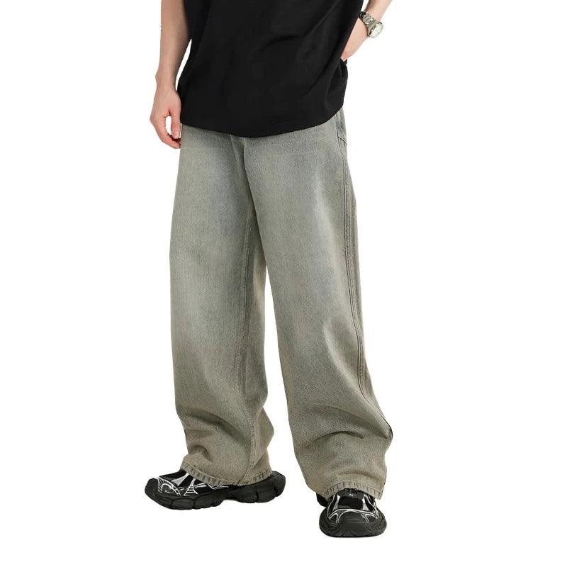 Straight Washed Wide Leg Jeans - VONVEX