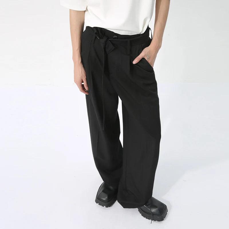 Casual Solid Pant With Ribbon - VONVEX