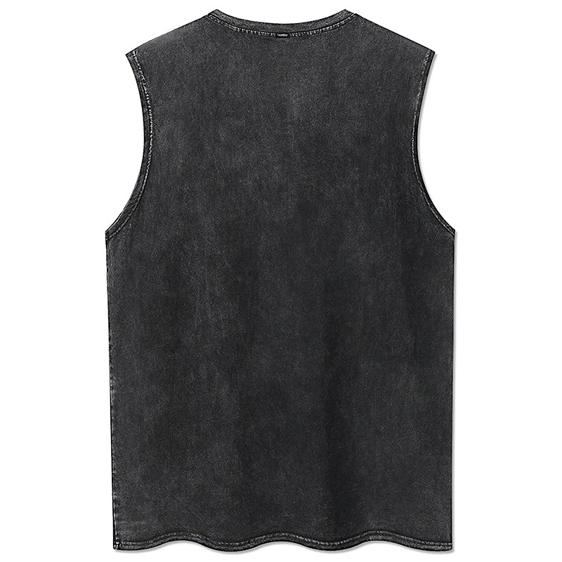 Retro Washed Holy Sword Judgment Vest - VONVEX