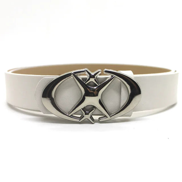 Planet X Buckle Belt BK-white 105CM - VONVEX
