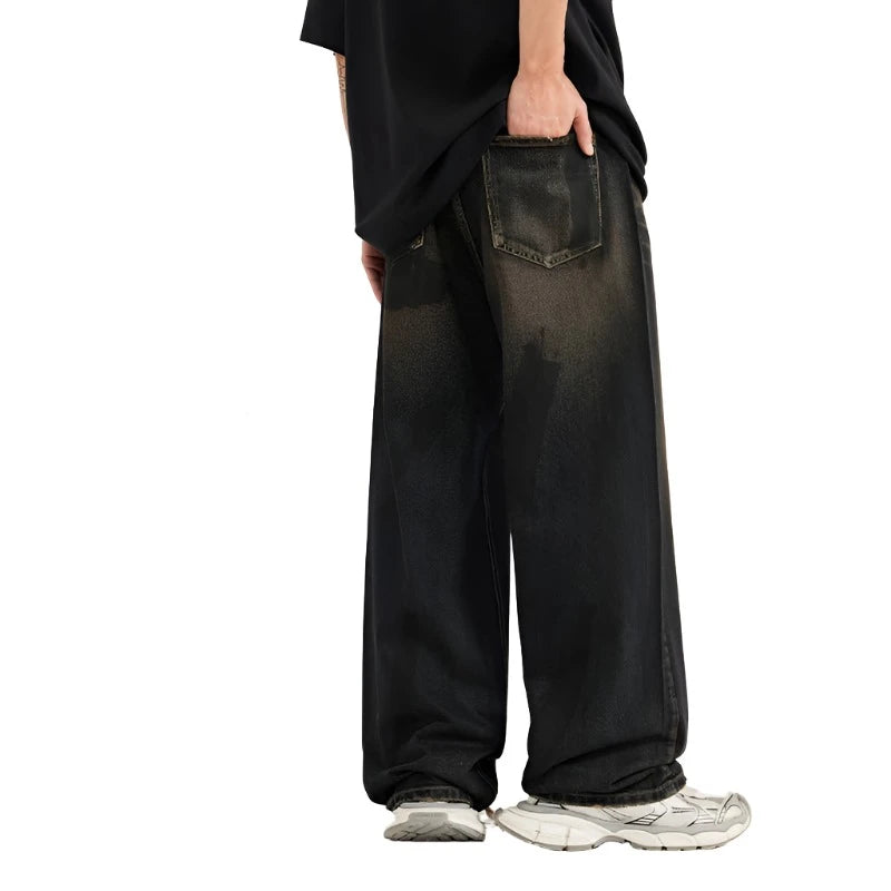 Casual Dyeing Wide-leg Denim Jeans - VONVEX