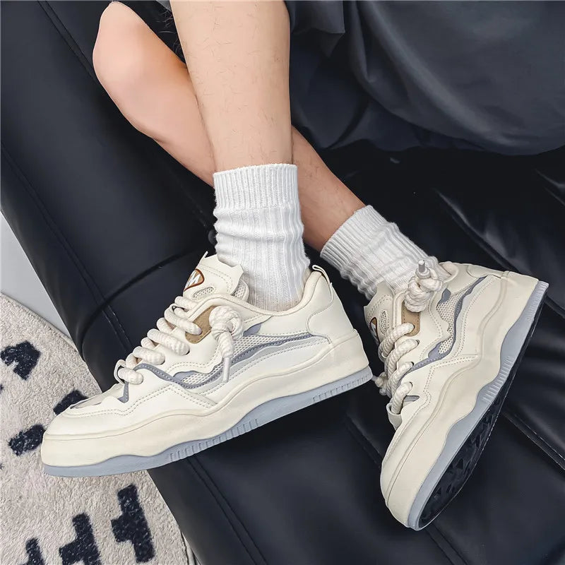 Neon Thick Lace Striped Color Sneakers - VONVEX