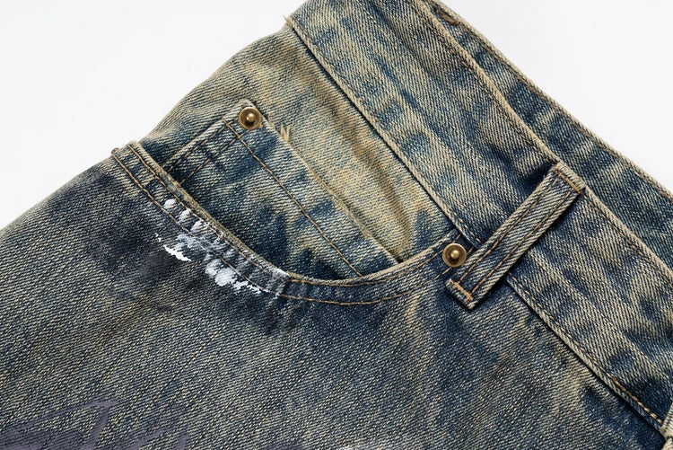 Y2K Graffiti Hand Drawn Wide Leg Jeans - VONVEX