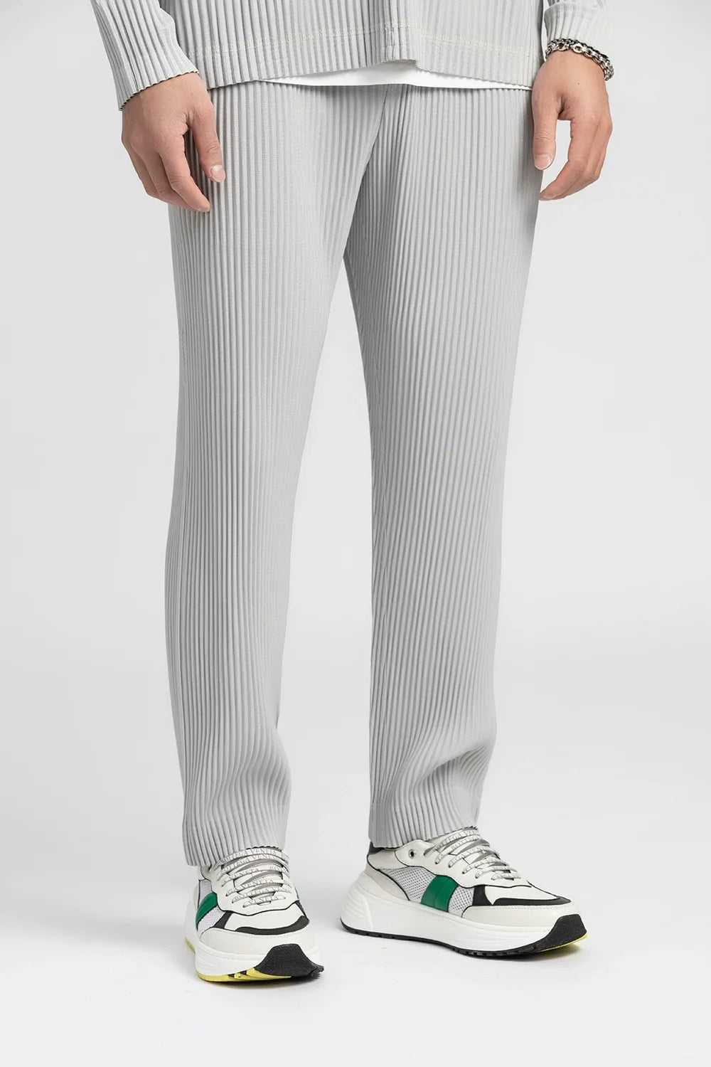Japanese Pleated Pants Light Gray S - VONVEX