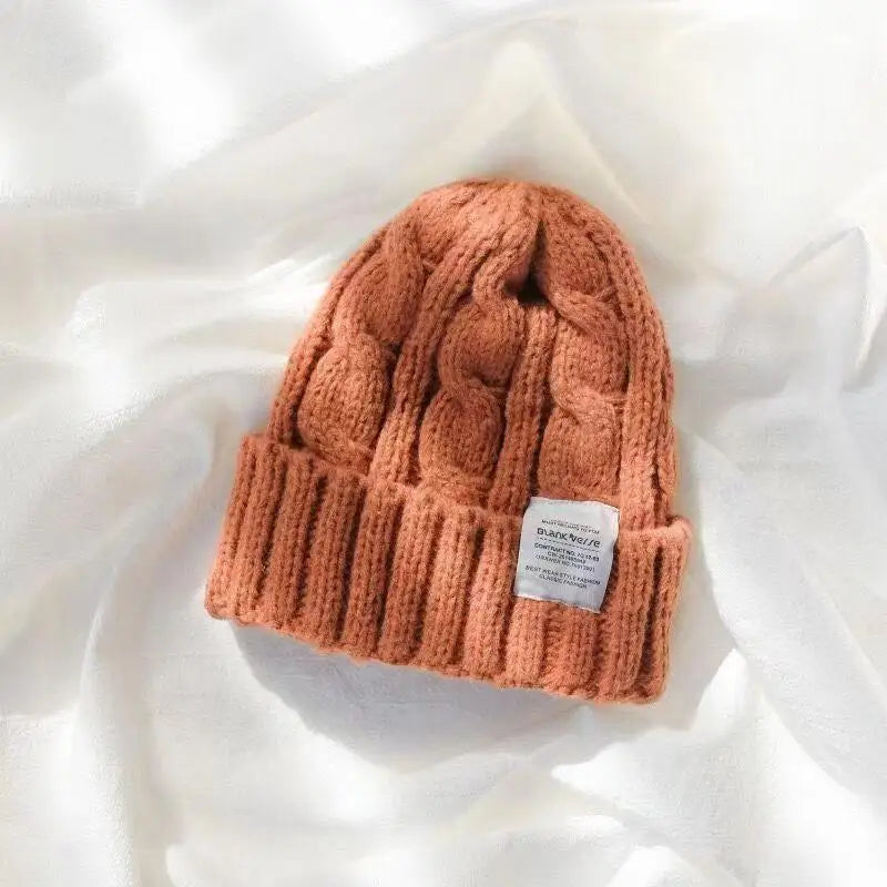 Winter Thick Fur Ball Knitted Beanie Brown - VONVEX