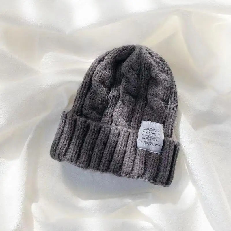 Winter Thick Fur Ball Knitted Beanie Grey 1 - VONVEX