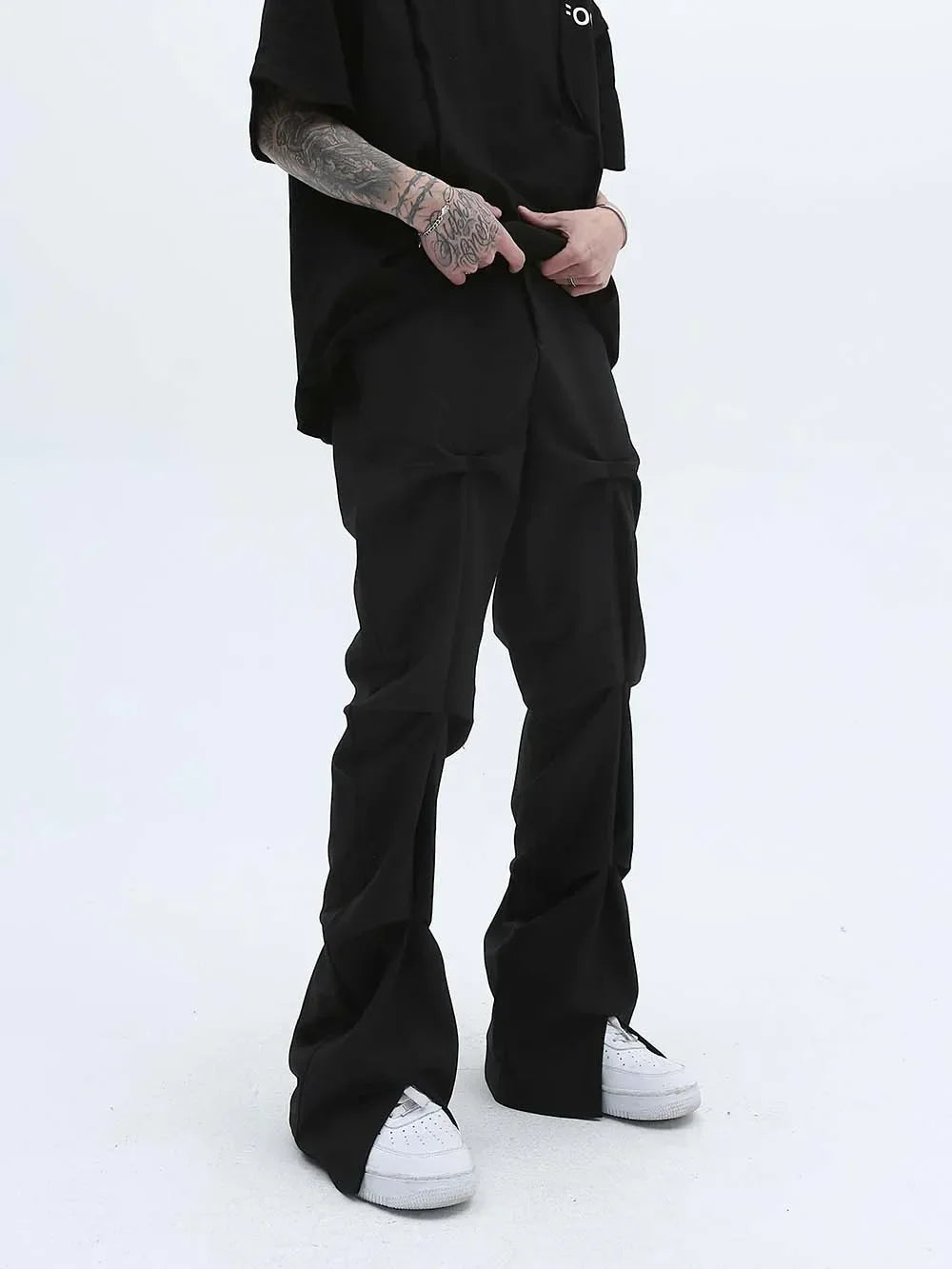 Gothic Stacked Wrinkles Pleated Pant - VONVEX