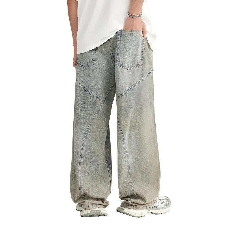 Straight Washed Wide Leg Jeans - VONVEX