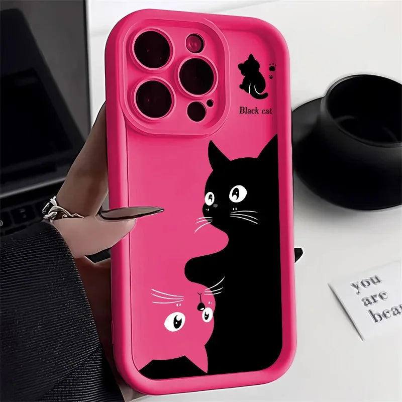 Whimsical Cat Soft Cover Style-3 For iPhone 15Pro Max - VONVEX