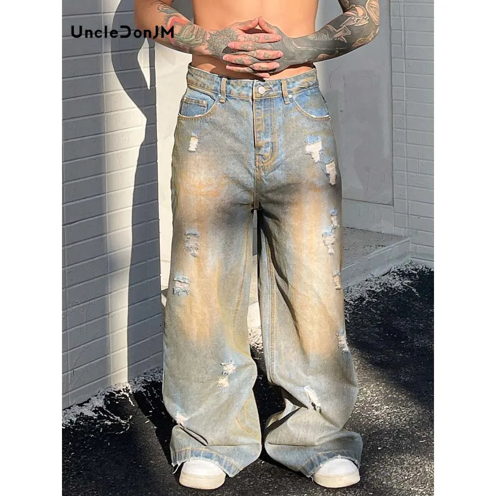 Y2K Distressed Ripped Denim Jeans - VONVEX