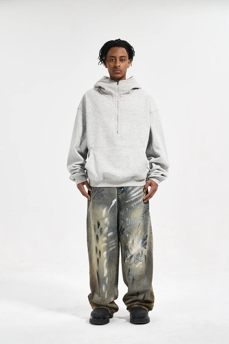 Y2K Graffiti Hand Drawn Wide Leg Jeans - VONVEX