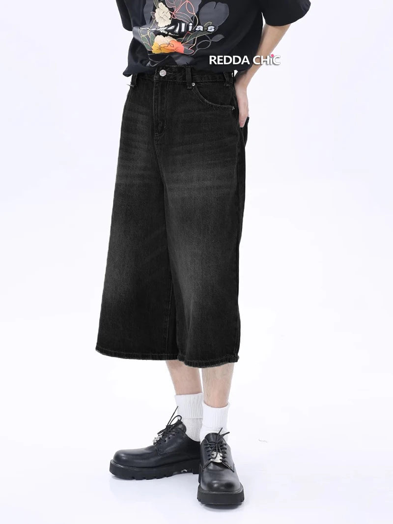 Y2K Retro Black Whiskers Denim Jort - VONVEX