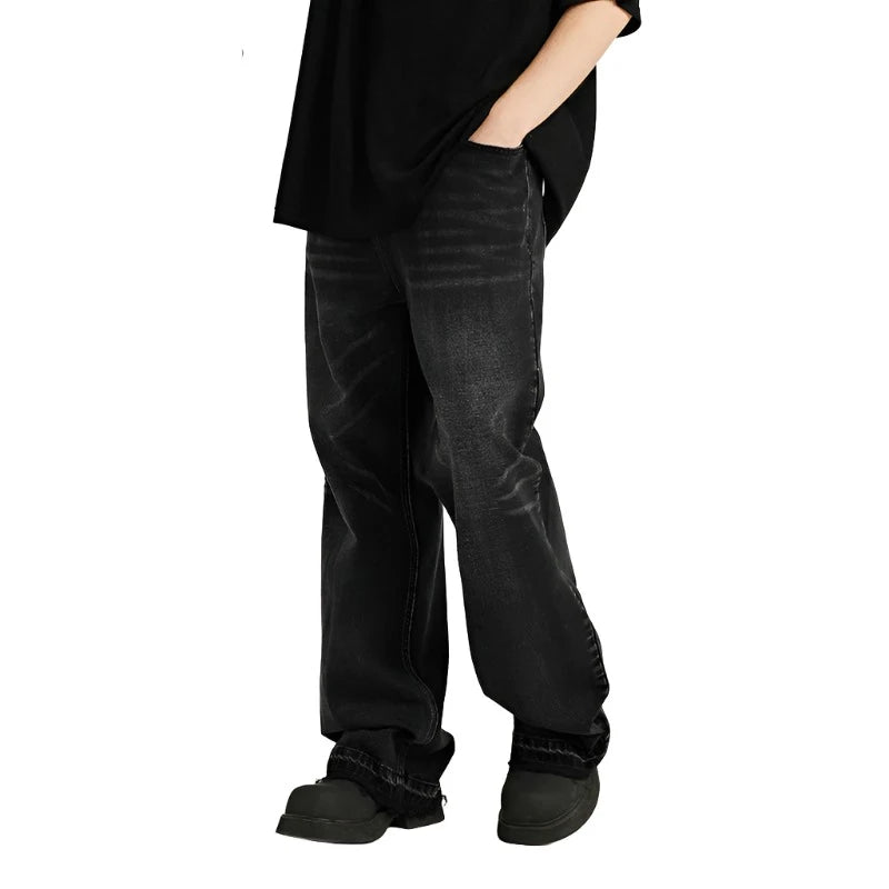 Classic Retro Washed Denim Pant Black S - VONVEX