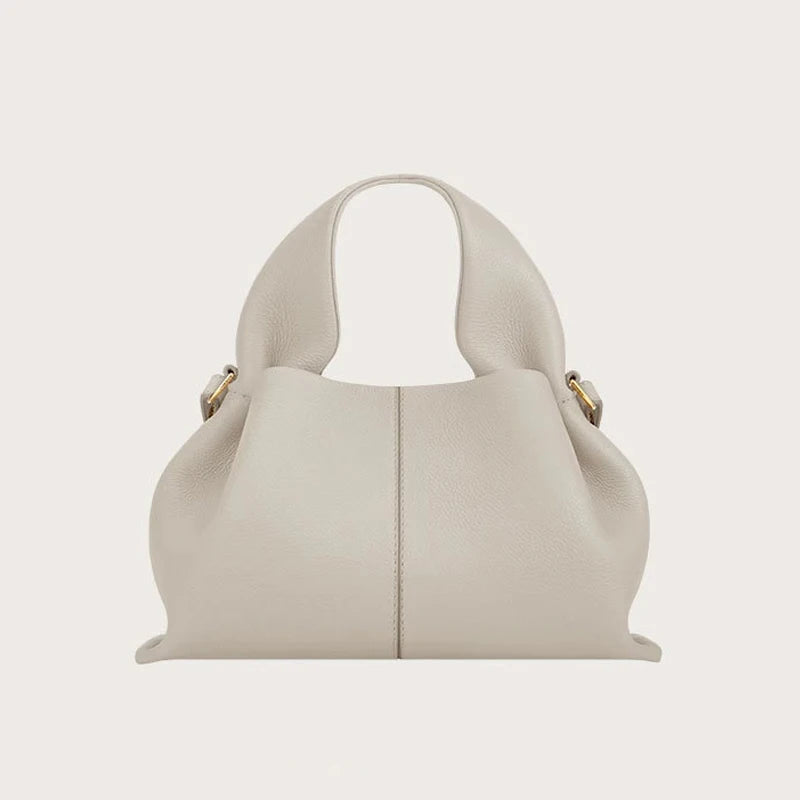 Ladies Cowhide Dumpling Shape Shoulder Handbag - VONVEX