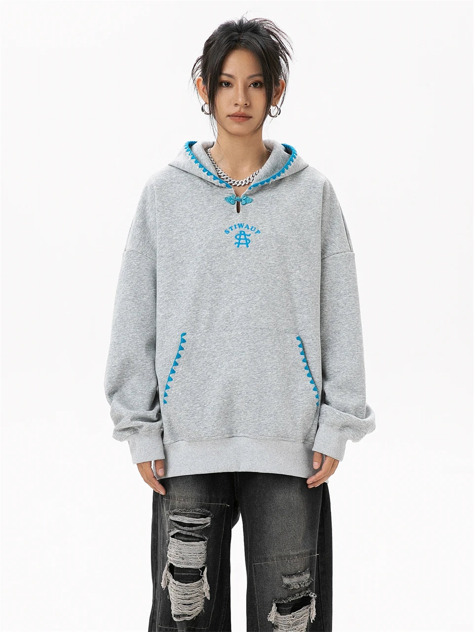 Ribboned Simple Basic Hoodie - VONVEX