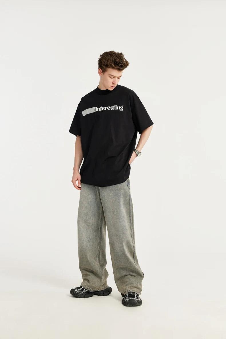Straight Washed Wide Leg Jeans - VONVEX