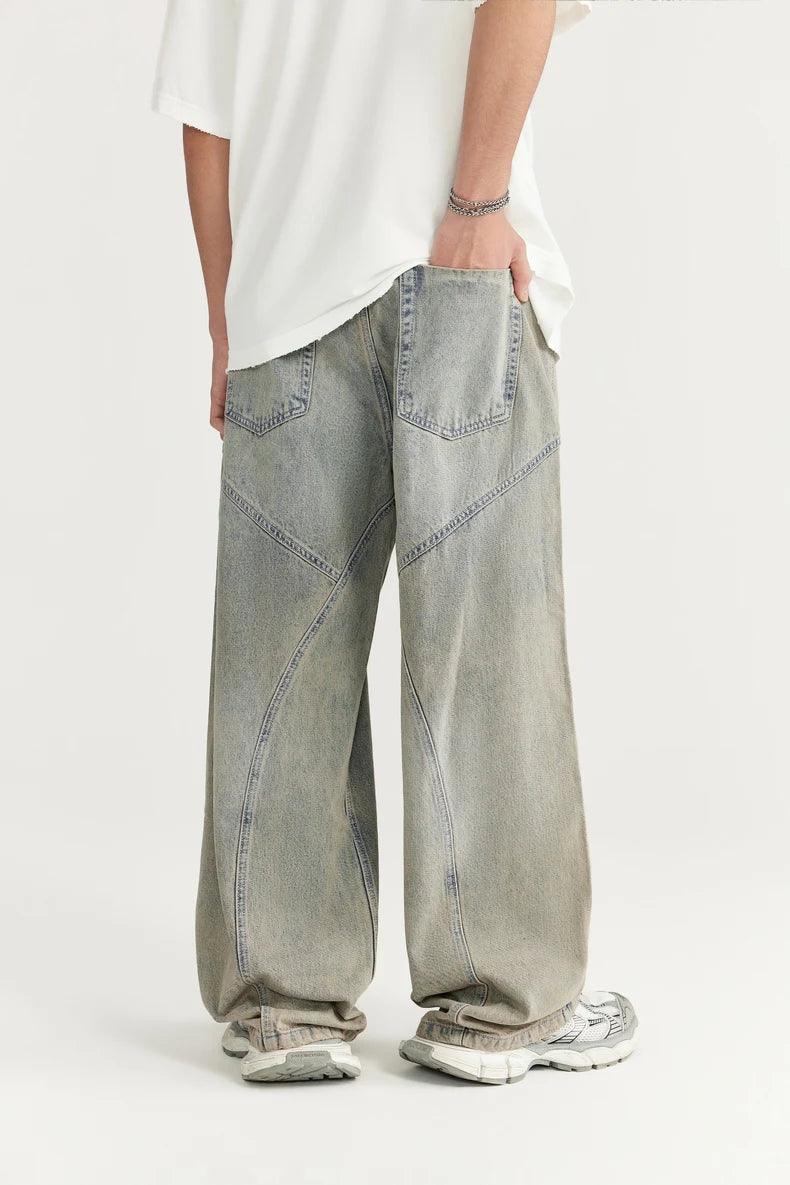 Straight Washed Wide Leg Jeans - VONVEX