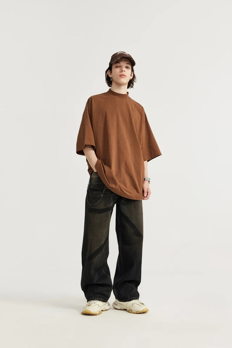 Casual Dyeing Wide-leg Denim Jeans - VONVEX