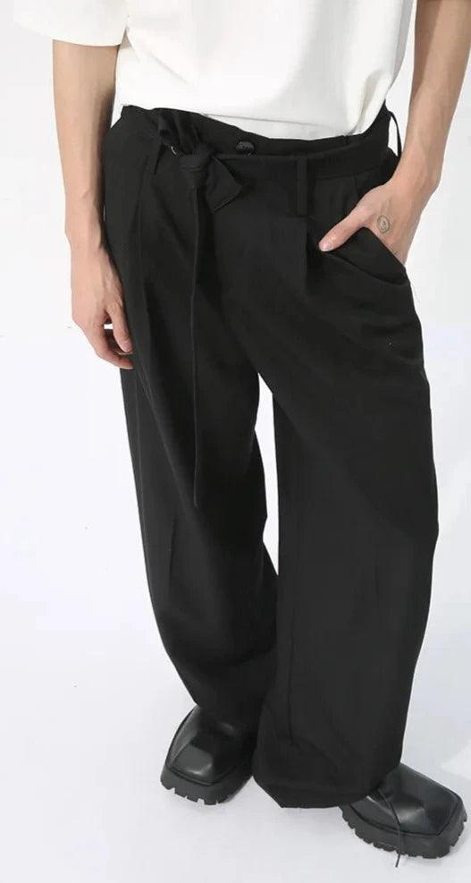 Casual Solid Pant With Ribbon - VONVEX