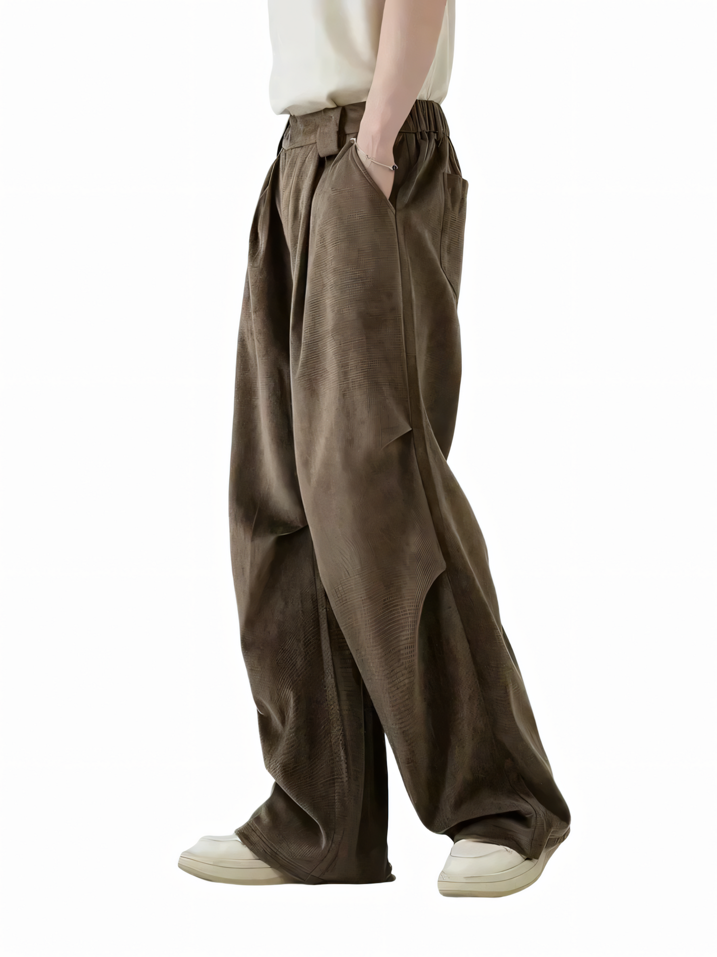 Vintage Pleated Brushed Wide Leg Pant - VONVEX