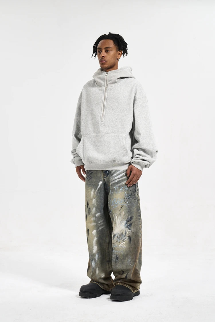 Y2K Graffiti Hand Drawn Wide Leg Jeans - VONVEX