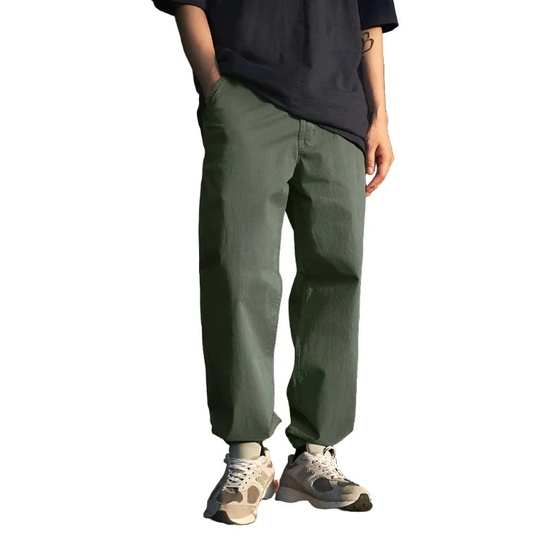 Casual Style Solid Color Jogger Pant Army green S - VONVEX