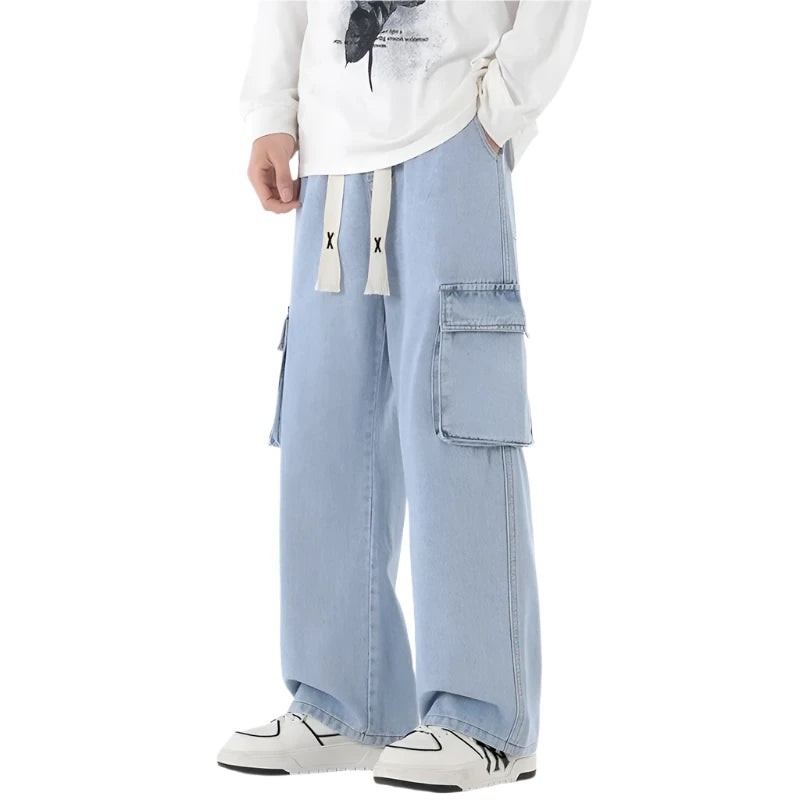 Y2k Cargo Baggy Jeans Light blue S - VONVEX