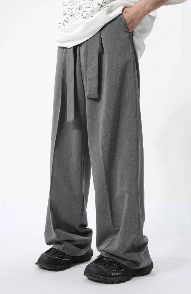 Casual Solid Pant With Ribbon - VONVEX