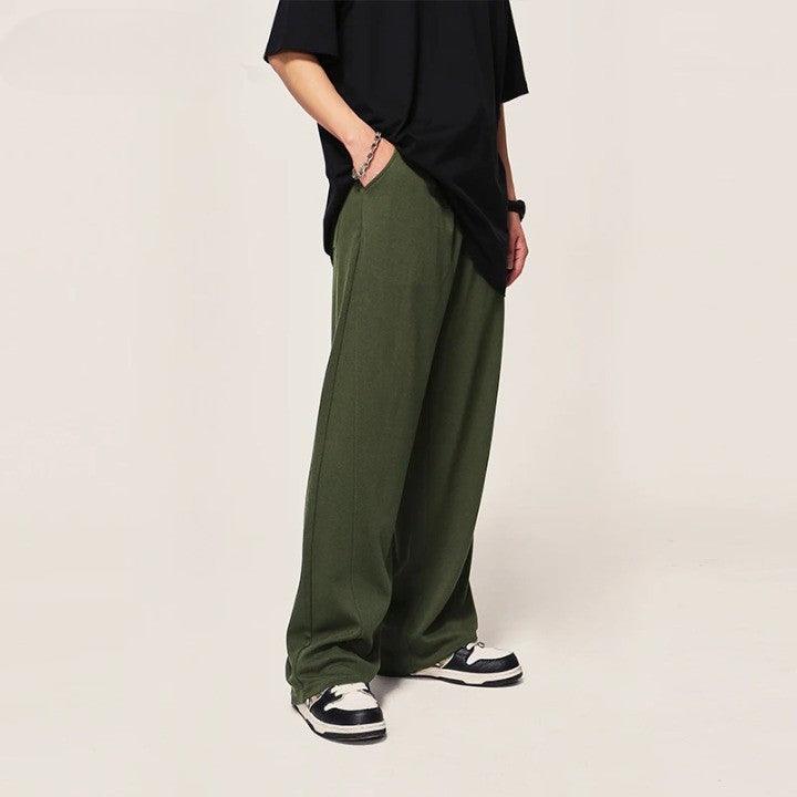 Casual Straight Wide Leg Pant Army Green S - VONVEX