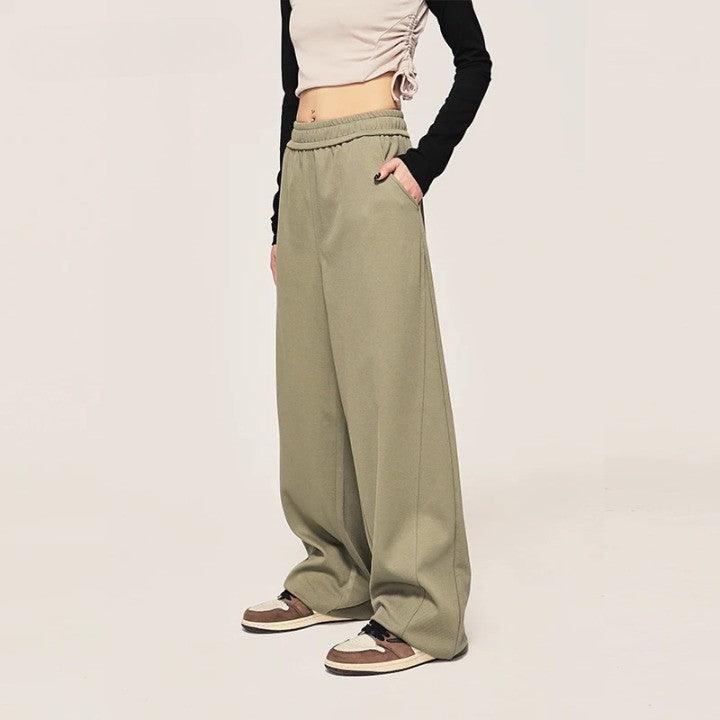 Casual Straight Wide Leg Pant Khaki S - VONVEX
