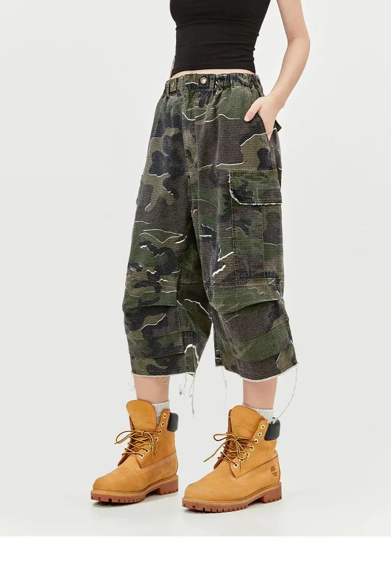 Green Camouflage Workwear Shorts - VONVEX