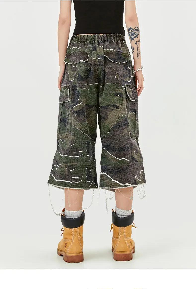 Green Camouflage Workwear Shorts - VONVEX