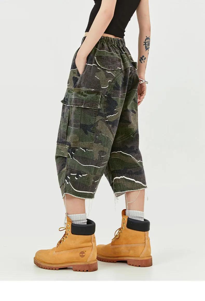 Green Camouflage Workwear Shorts - VONVEX