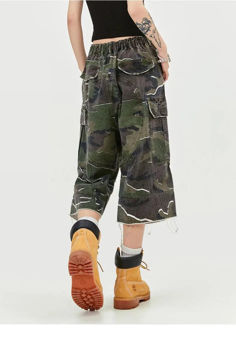 Green Camouflage Workwear Shorts - VONVEX