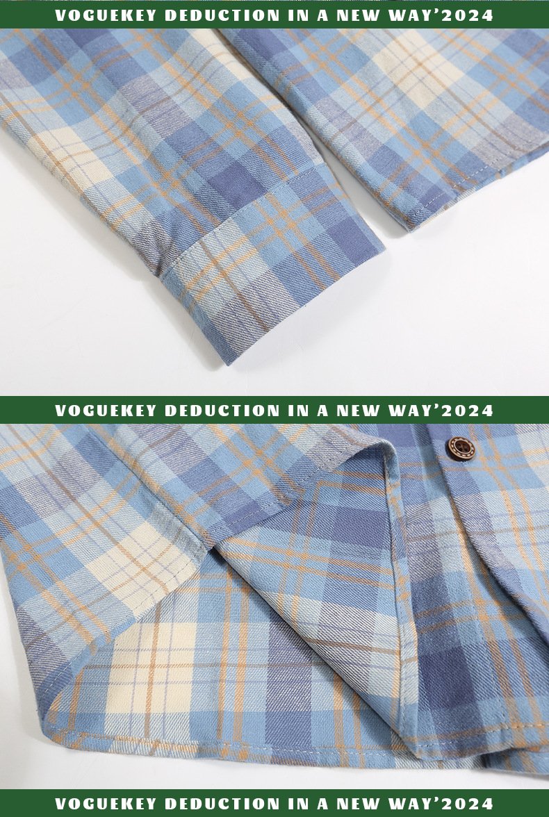 Retro Fishing Plaid Embroidered Shirt - VONVEX