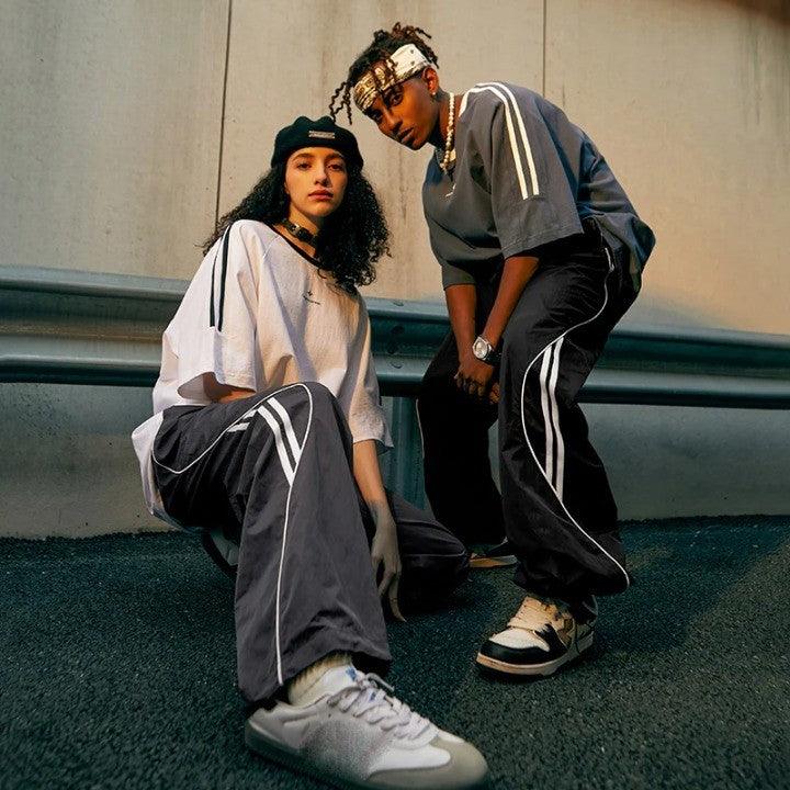 Striped Side Wide Leg Pant - VONVEX