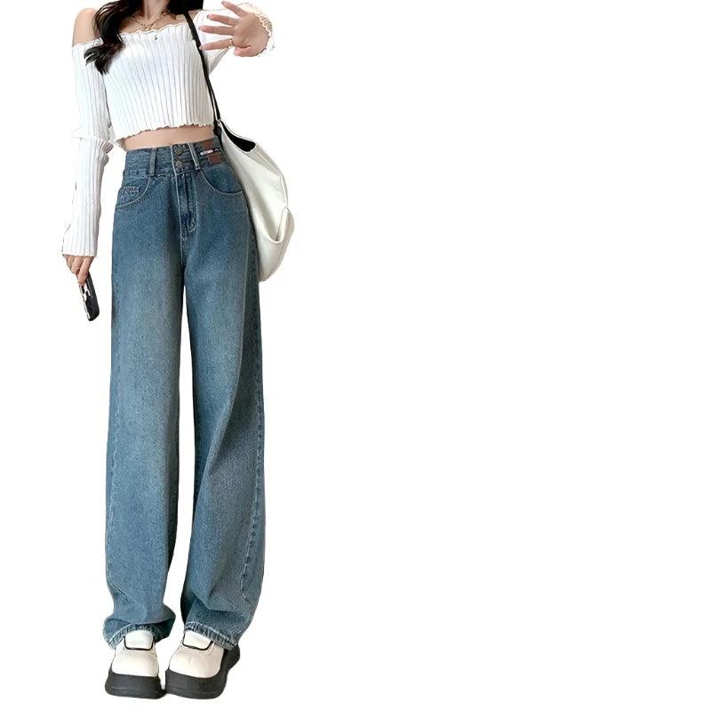 Winter Warm Fleece Denim Wide-Leg Jeans - VONVEX