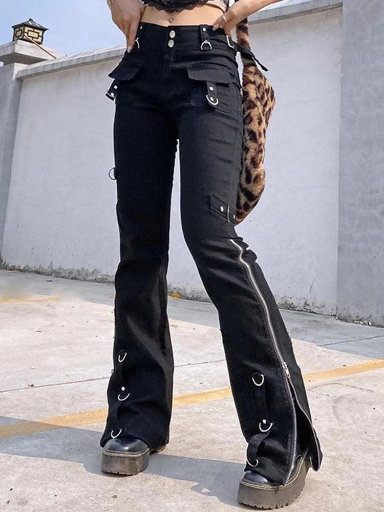 Y2K Noir Patch Electro Jeans - VONVEX