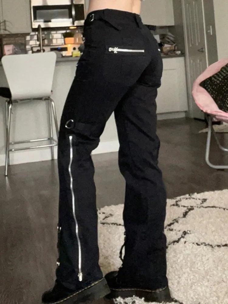 Y2K Noir Patch Electro Jeans - VONVEX