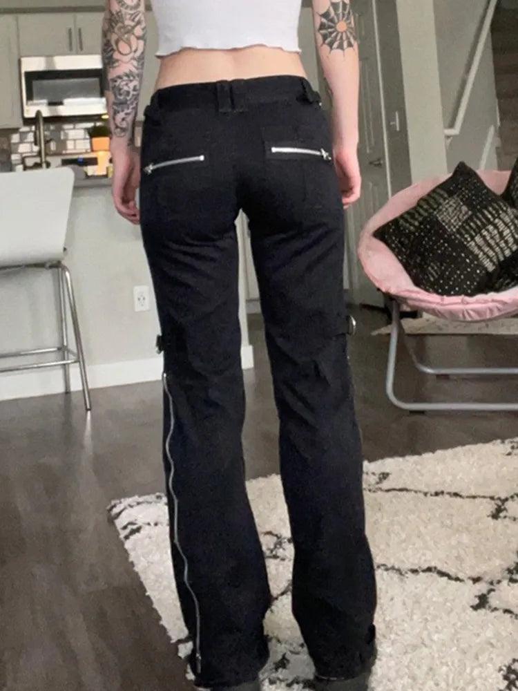 Y2K Noir Patch Electro Jeans - VONVEX