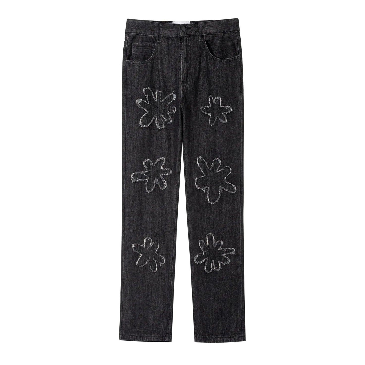 Y2K Retro Burnt Flowers Denim Jean - VONVEX