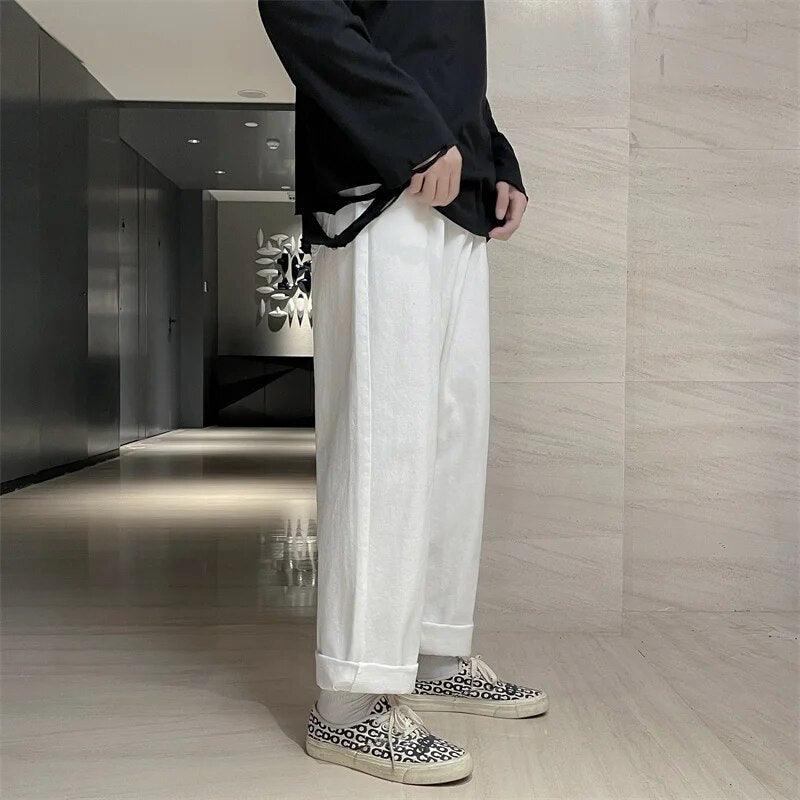 Casual Loose Wide Leg Solid Jeans - VONVEX
