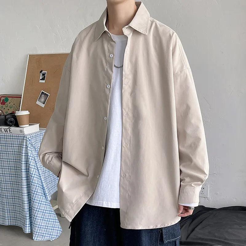 Harajuku Long Sleeve Shirt Khaki M - VONVEX