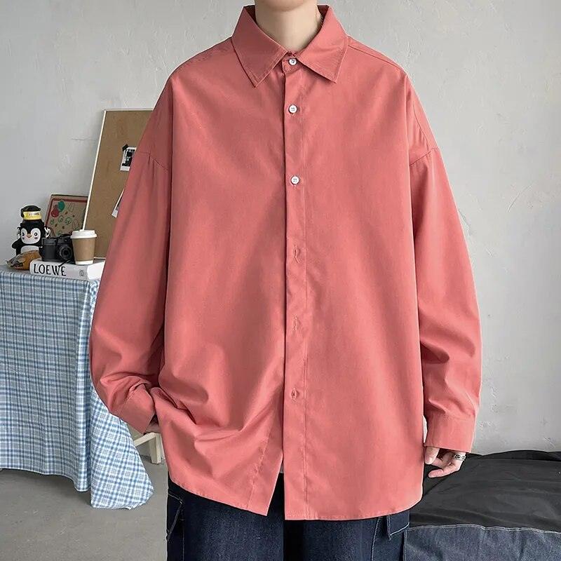 Harajuku Long Sleeve Shirt Orange Red M - VONVEX
