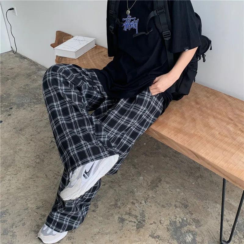 Plaid Casual Trousers Pants - VONVEX