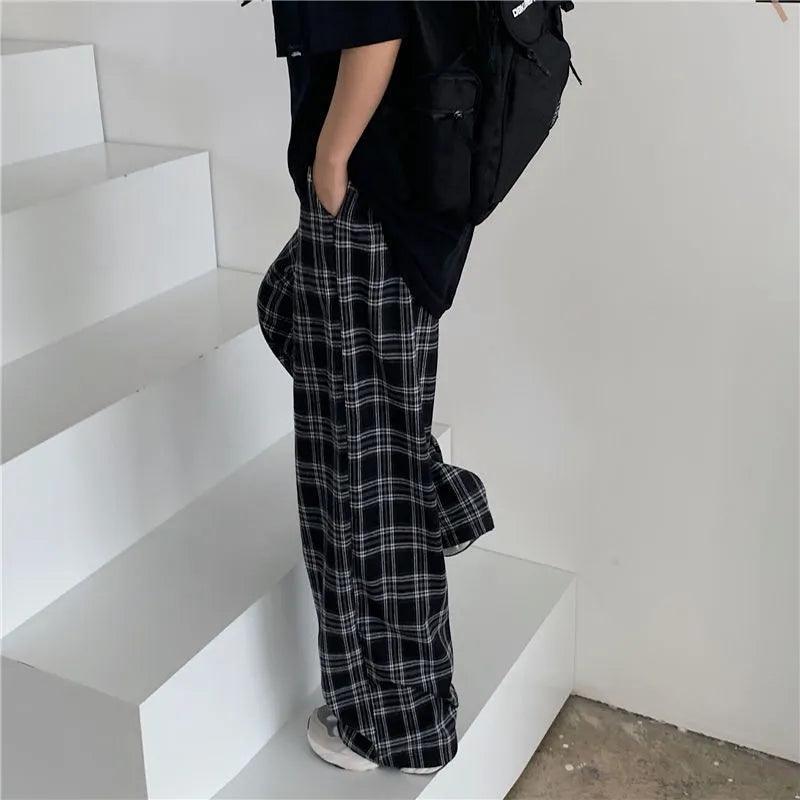 Plaid Casual Trousers Pants - VONVEX