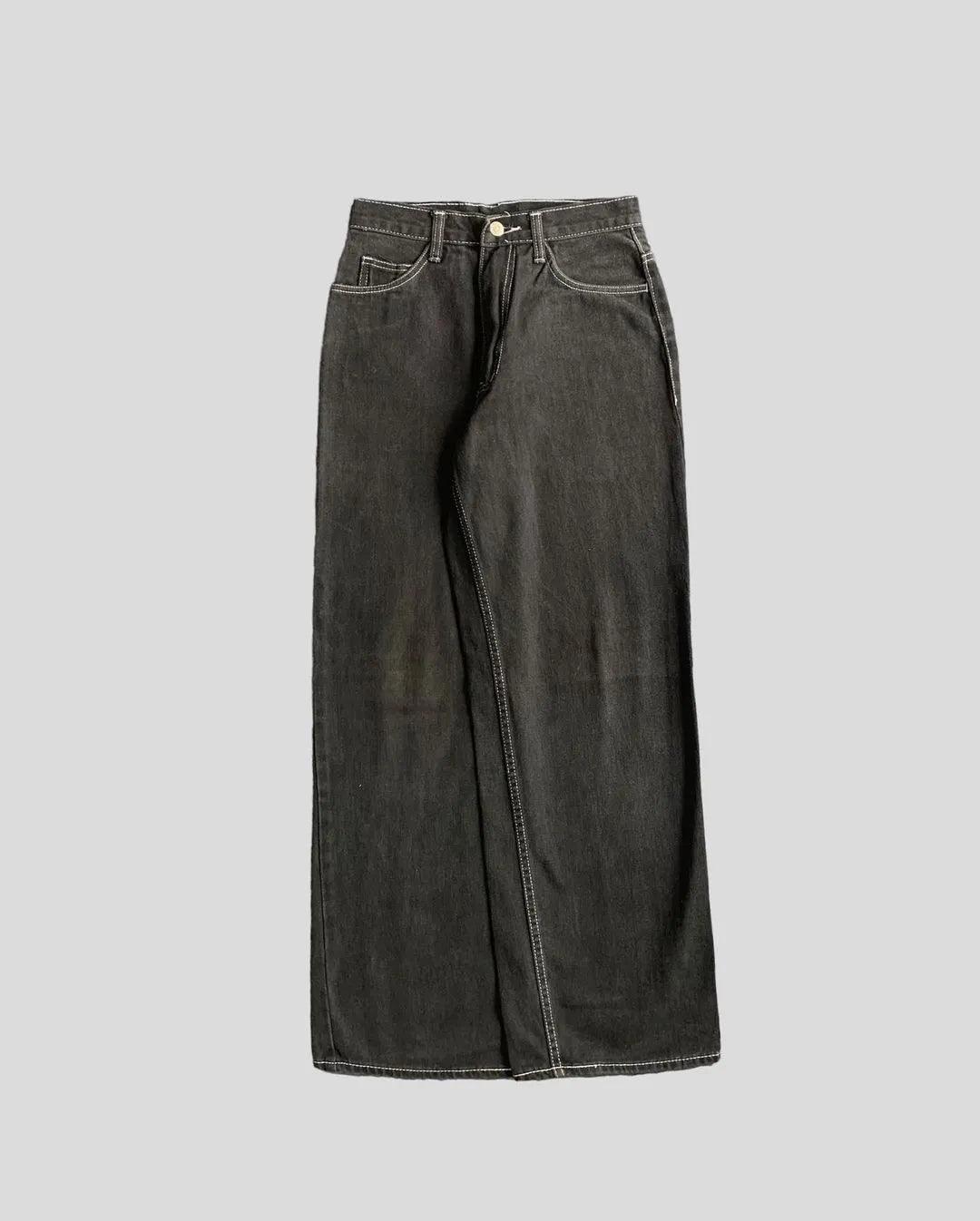 Retro Alien Embroidery Baggy Jeans - VONVEX