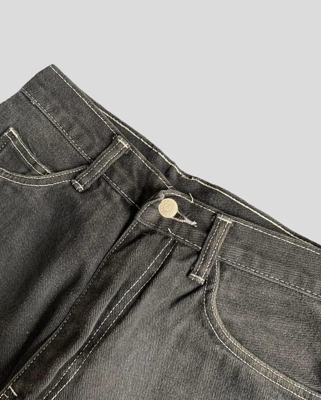 Retro Alien Embroidery Baggy Jeans - VONVEX