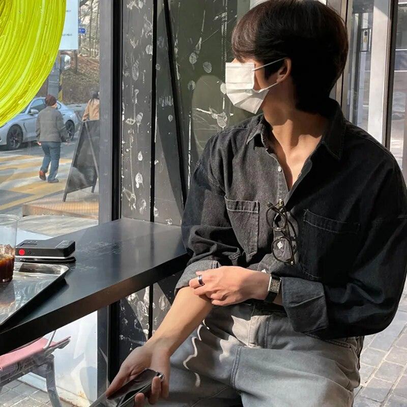 Solid Casual Denim Shirt - VONVEX